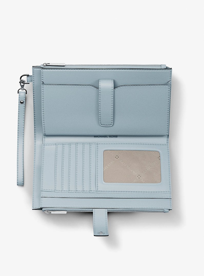 Jet Set Travel Large Signature Logo Wristlet in PALE OCEAN | Michael Kors