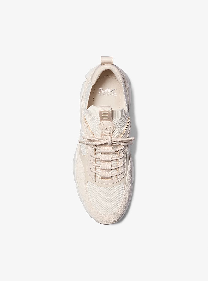 Darius Suede and Stretch Knit Trainer in ECRU MULTI | Michael Kors