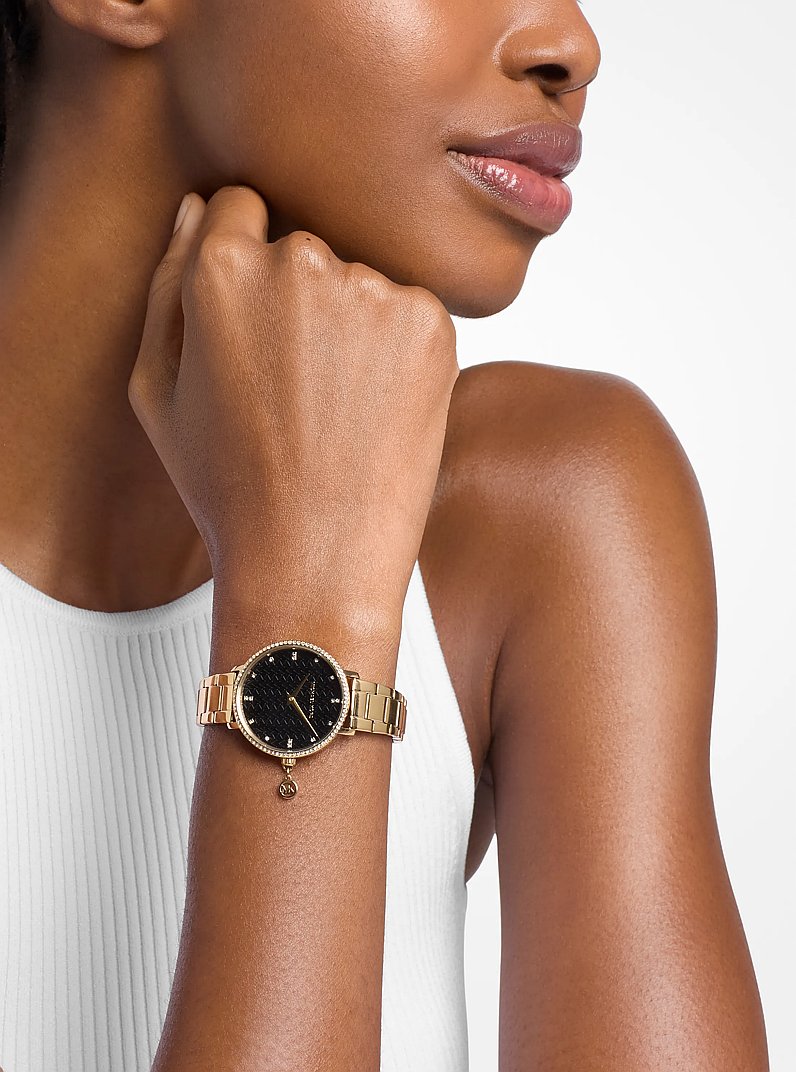 Orologio Pyper mini in tonalit&agrave; oro con pav&eacute; in ORO | Michael Kors