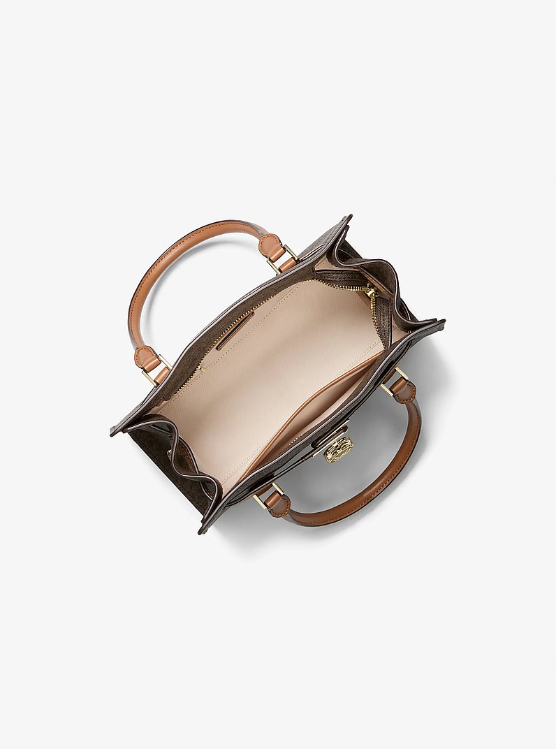 Borsa a tracolla Hamilton Moderne piccola con stampa logo in BRONZO/GHIANDA | Michael Kors