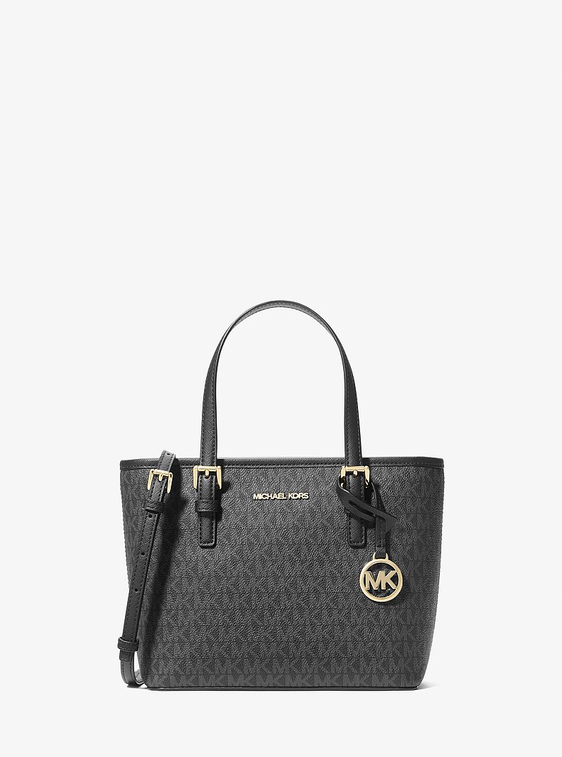 Jet Set Travel Extra-Small Logo Top-Zip Tote Bag in BLACK | Michael Kors