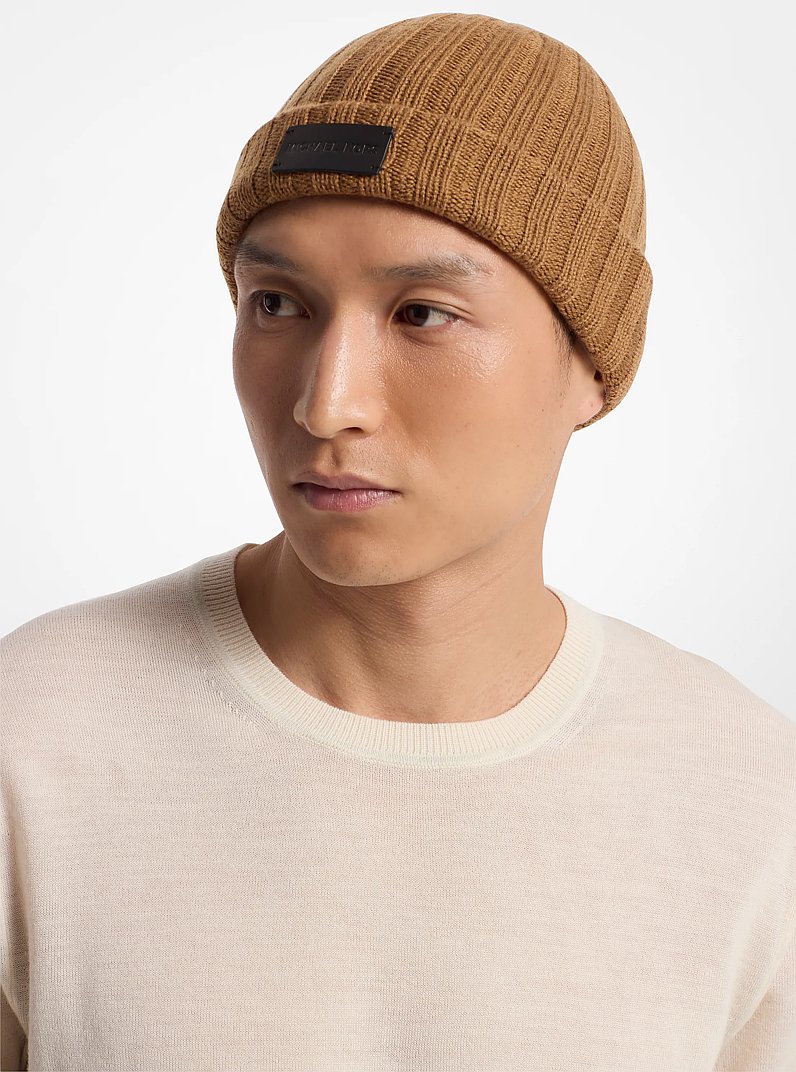 Ribbed Wool Beanie Hat in CARAMEL | Michael Kors