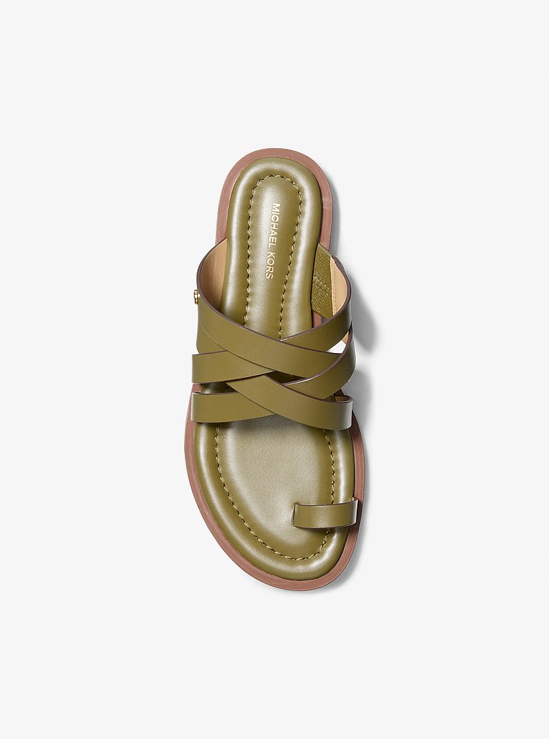 Nora Leather Sandal in SAFARI GREEN | Michael Kors