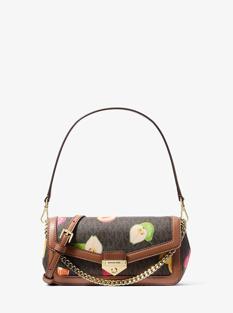 Soho Small Printed Signature Logo Convertible Crossbody Bag in BROWN | Michael Kors