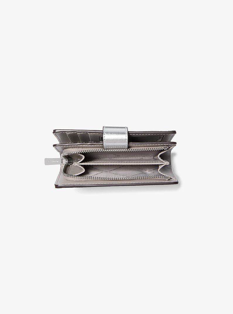 Jet Set Travel Medium Logo Bi-Fold Wallet in SILVER | Michael Kors