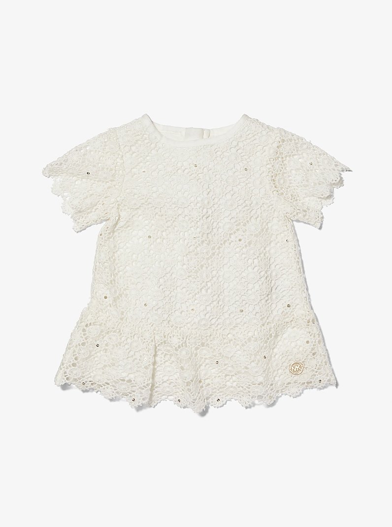 Sequined Lace Dress in OFF WHITE | Michael Kors