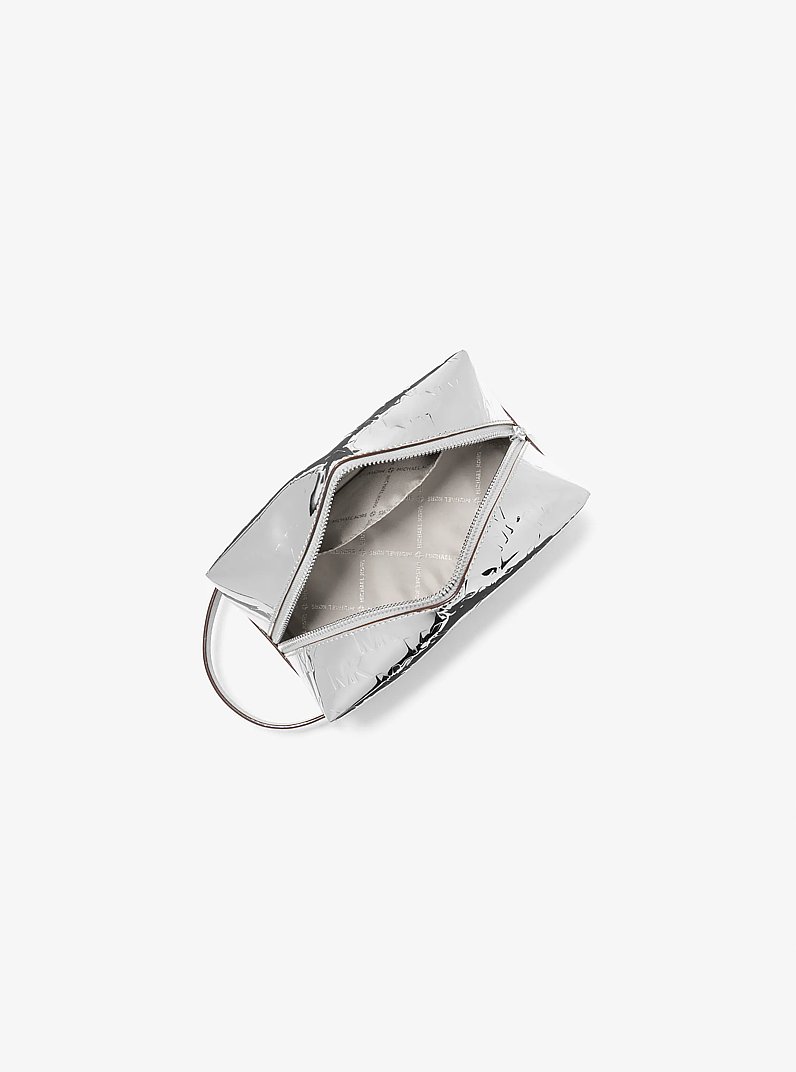 Jet Set Medium Patent Logo Debossed Travel Kit in SILVER | Michael Kors