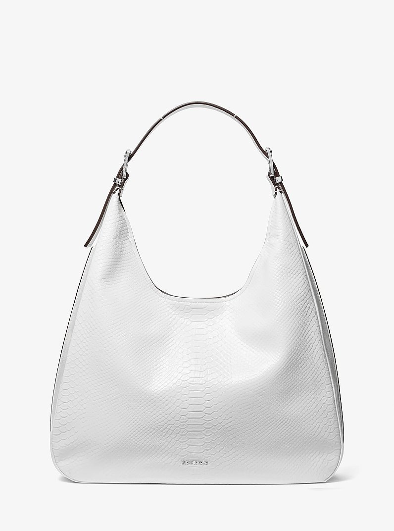 Nolita Large Snake Embossed Leather Hobo Shoulder Bag