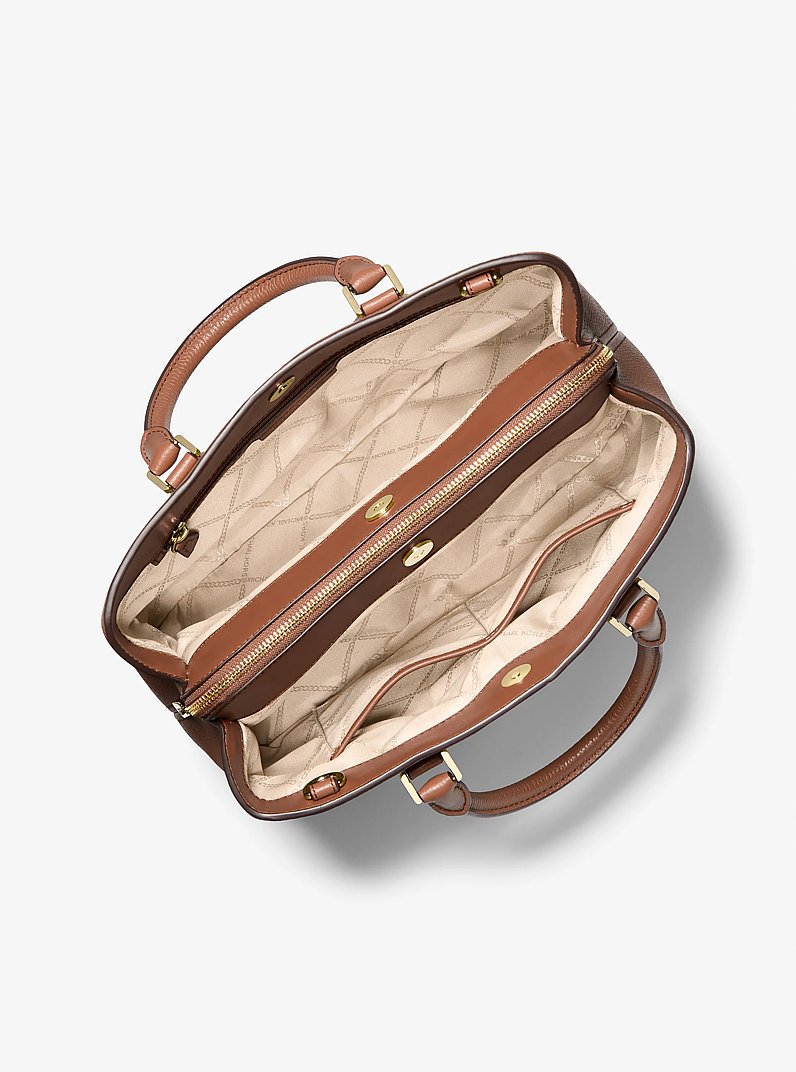 Camille Large Pebbled Leather Satchel in LUGGAGE | Michael Kors