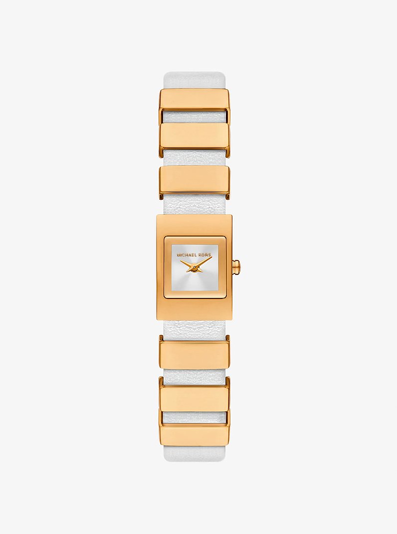 Rel&oacute;gio dourado e em pele Darrington mini in BRANCO INTENSO | Michael Kors