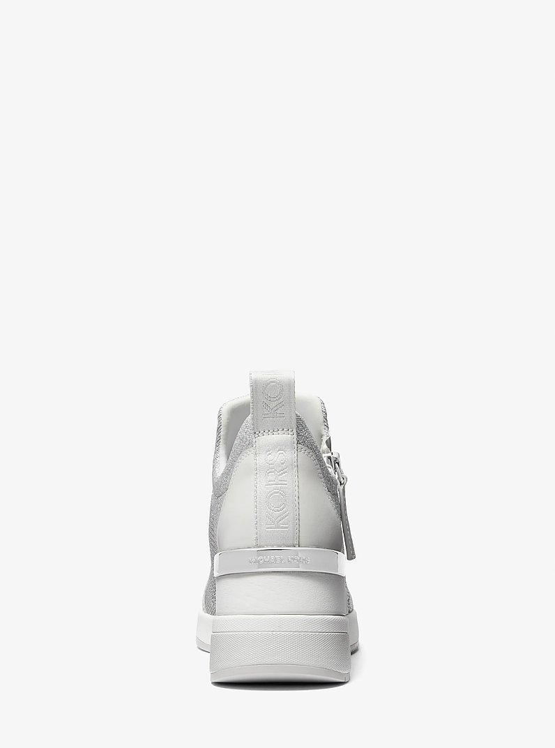 Willis Metallic Stretch Knit Trainer in SILVER | Michael Kors