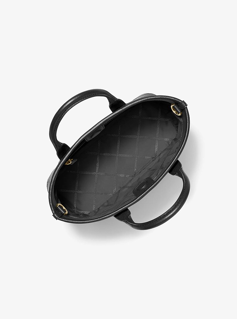 Luisa Small Pebbled Leather Satchel in BLACK | Michael Kors