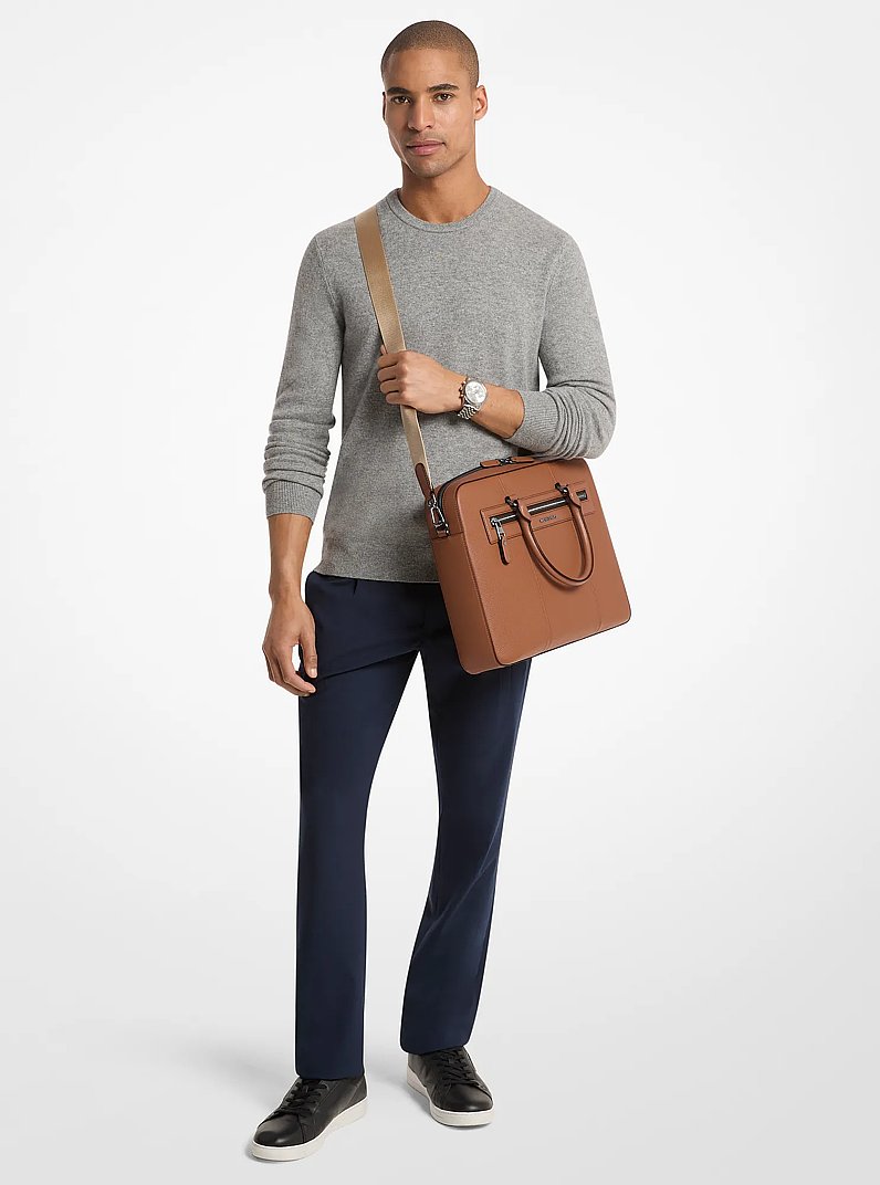 Jet Set Pebbled Leather Briefcase in LUGGAGE | Michael Kors
