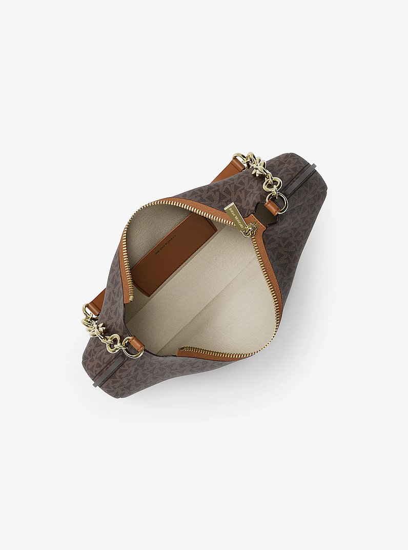 Nolita Medium Signature Logo Chain Pochette in BRN/ACORN | Michael Kors