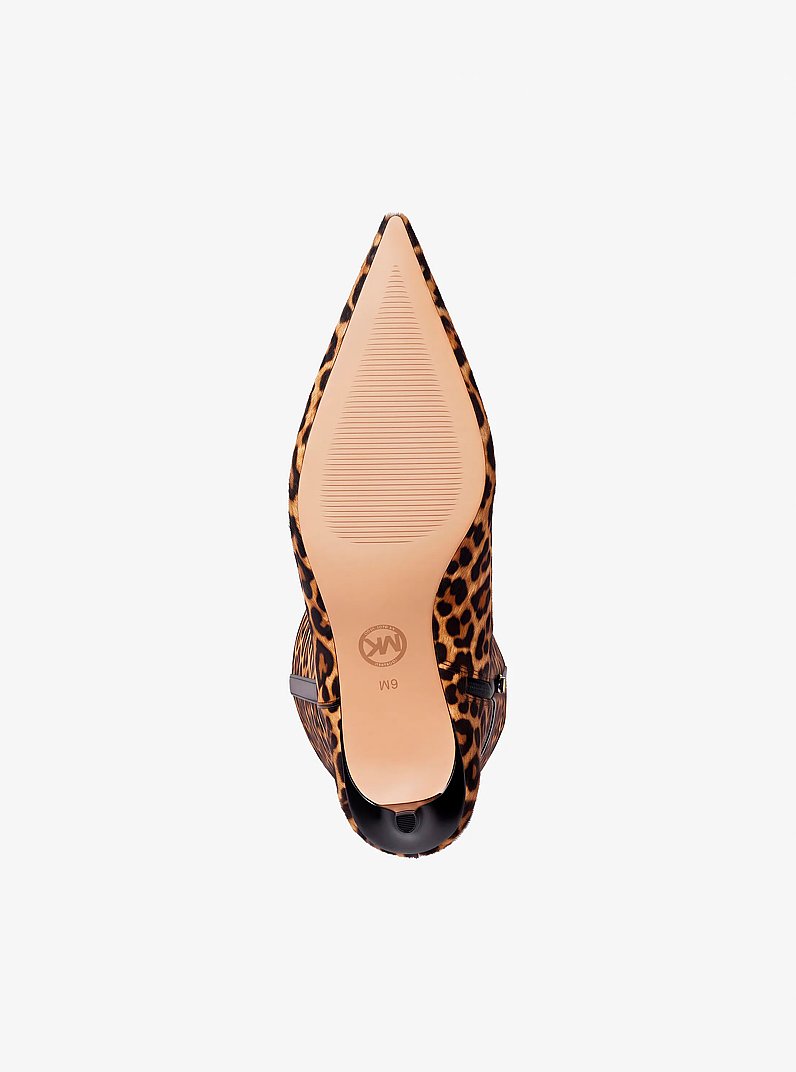 Nalia Leopard Print Calf Hair Kitten Heel Boot in DK CAMEL MLT | Michael Kors