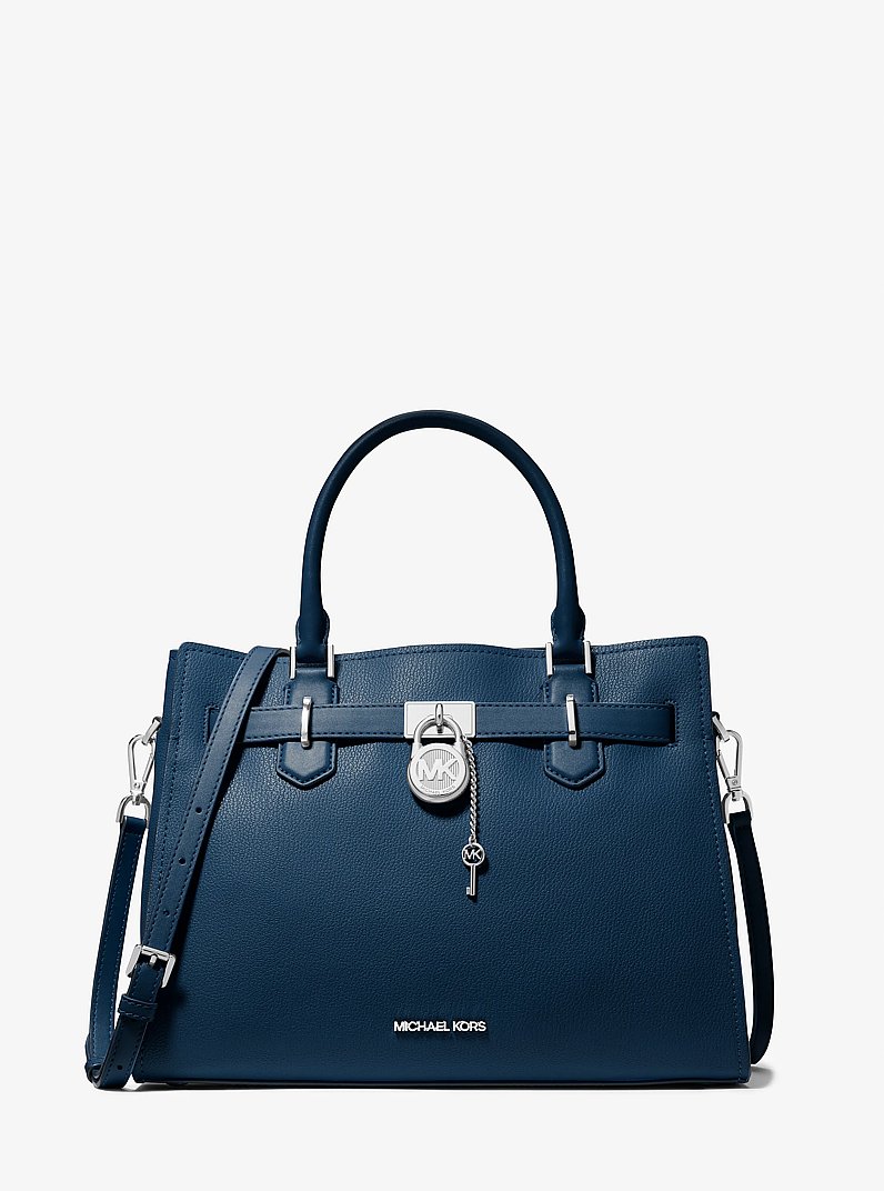Hamilton Medium Leather Satchel in NAVY - Sale | Michael Kors