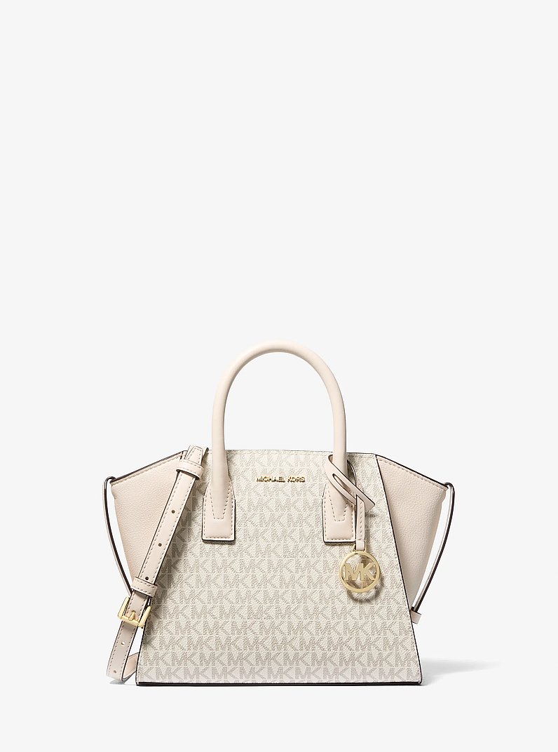 Avril Small Logo and Leather Satchel in LT CRM MULTI | Michael Kors