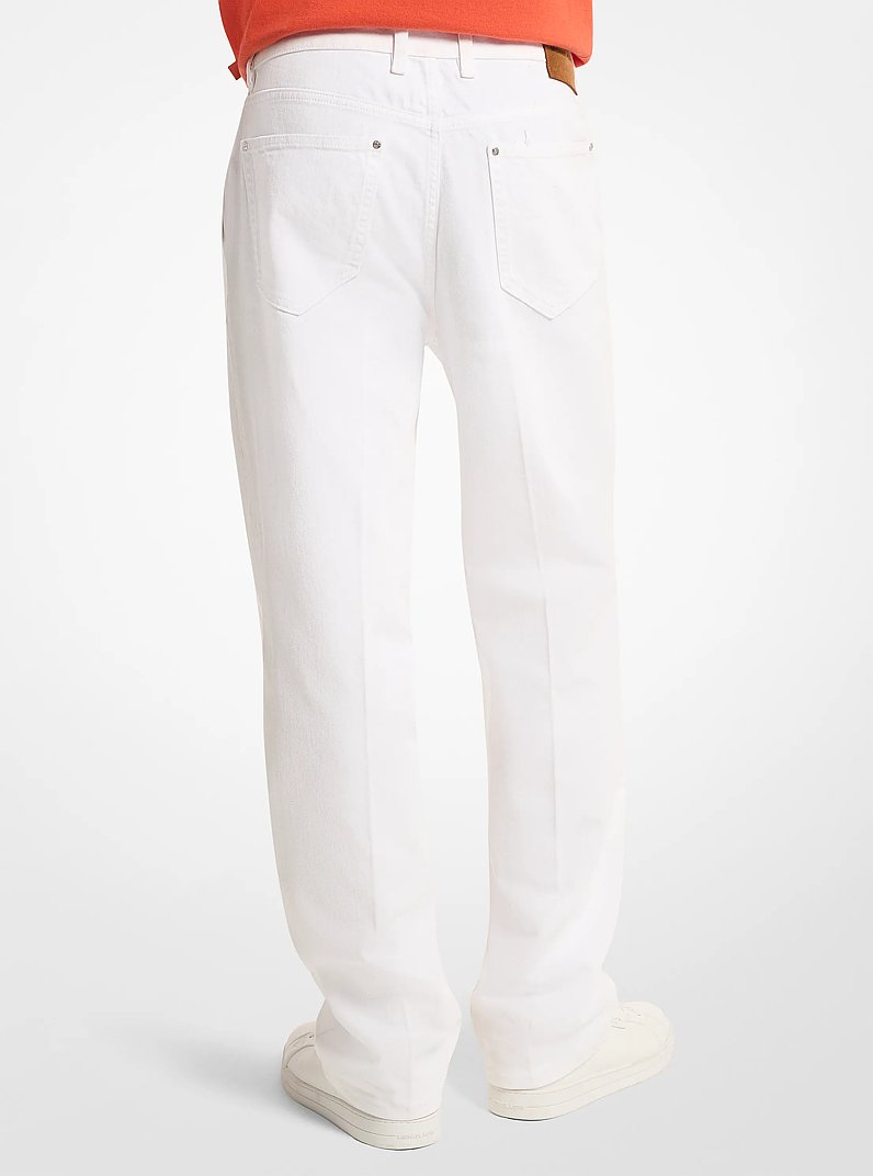 Finn Straight-Leg Stretch Denim Jeans in WHITE | Michael Kors