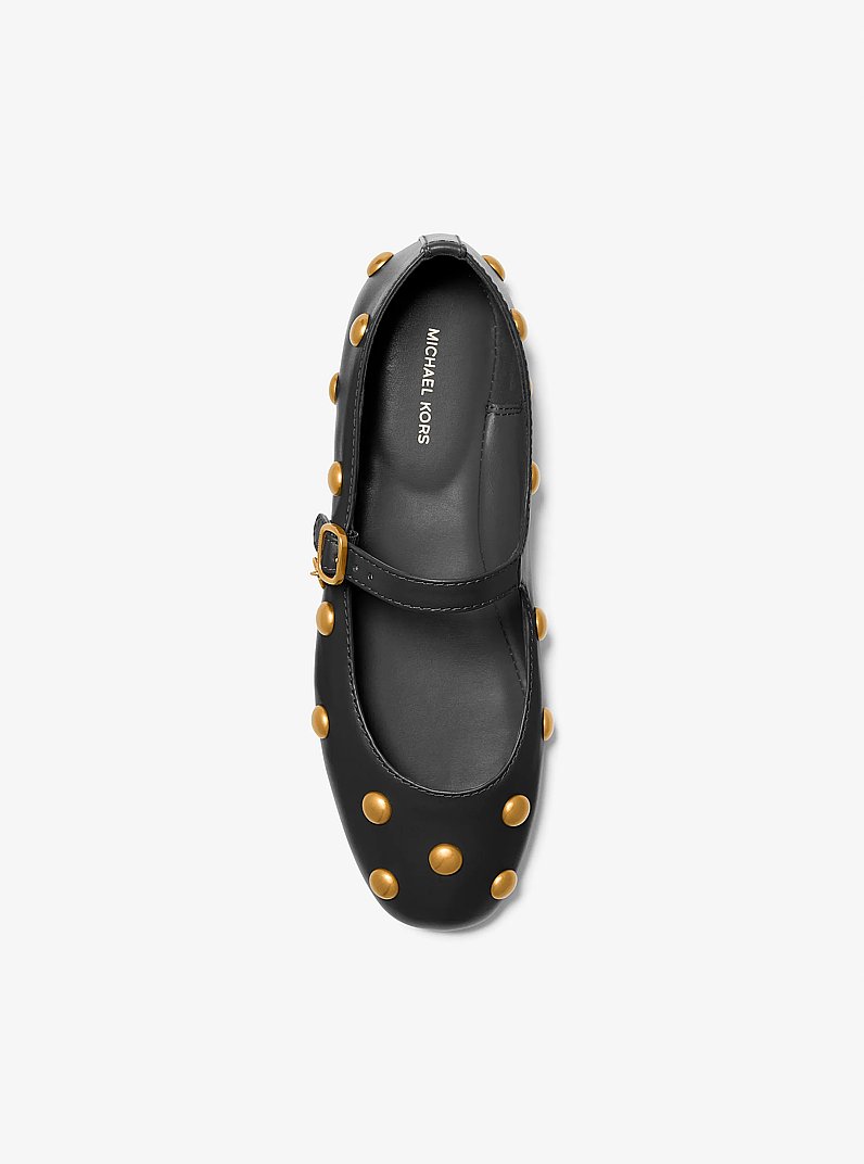 Nellie Flex Studded Leather Ballet Flat in BLACK | Michael Kors