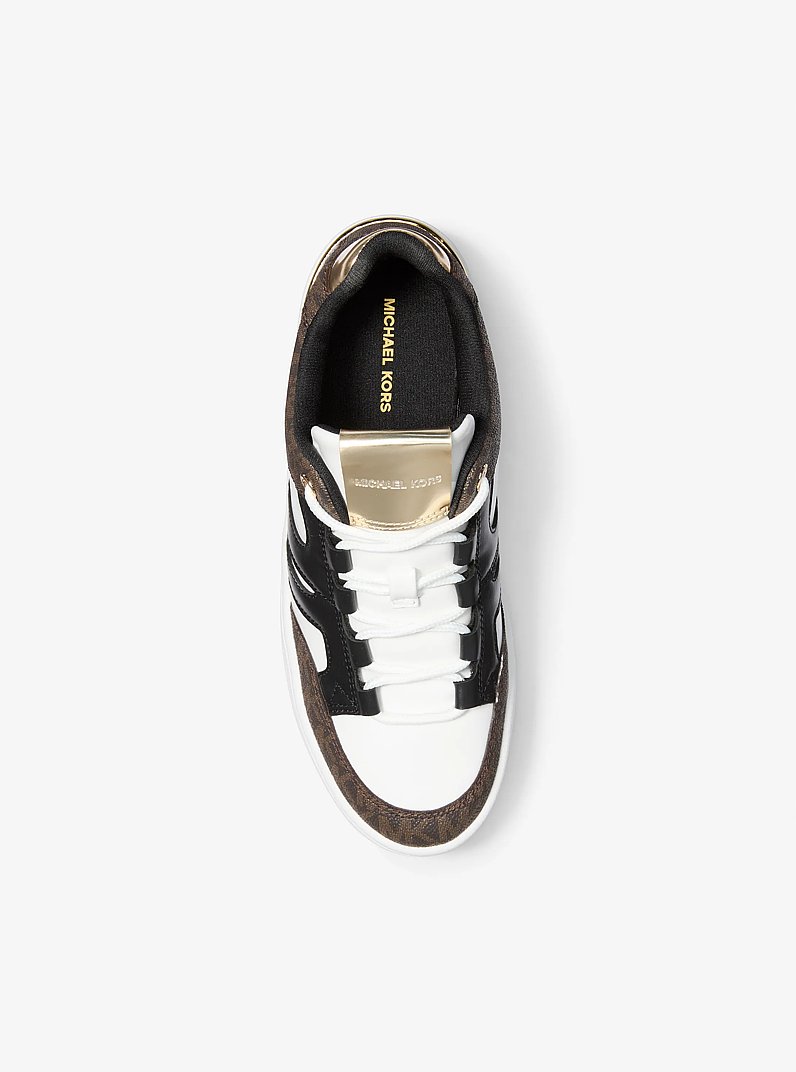 Ryder Mixed-Media Platform Sneaker in BROWN | Michael Kors