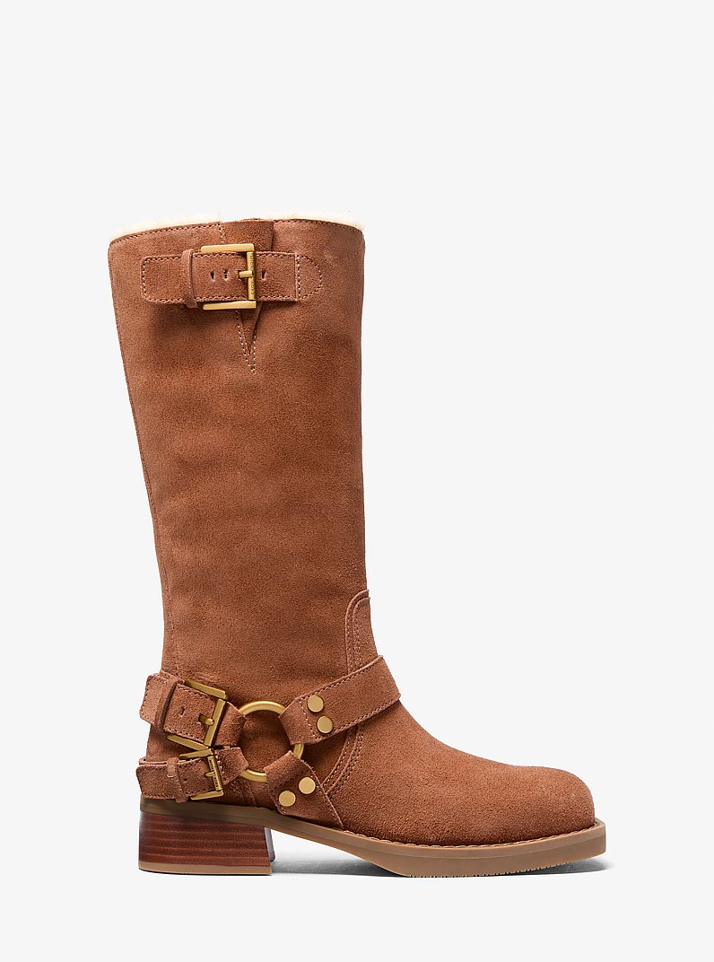 Crosby Suede Moto Boot in LUGGAGE | Michael Kors