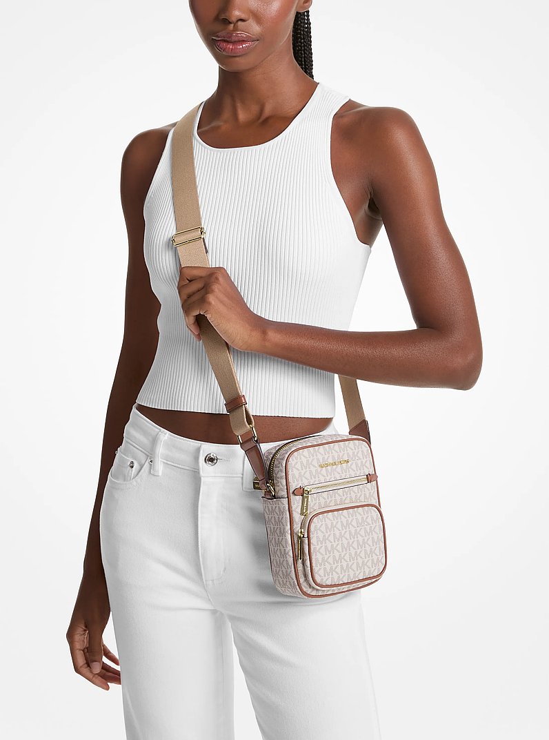 Jet Set Medium Signature Logo Crossbody Bag in VANILLA | Michael Kors
