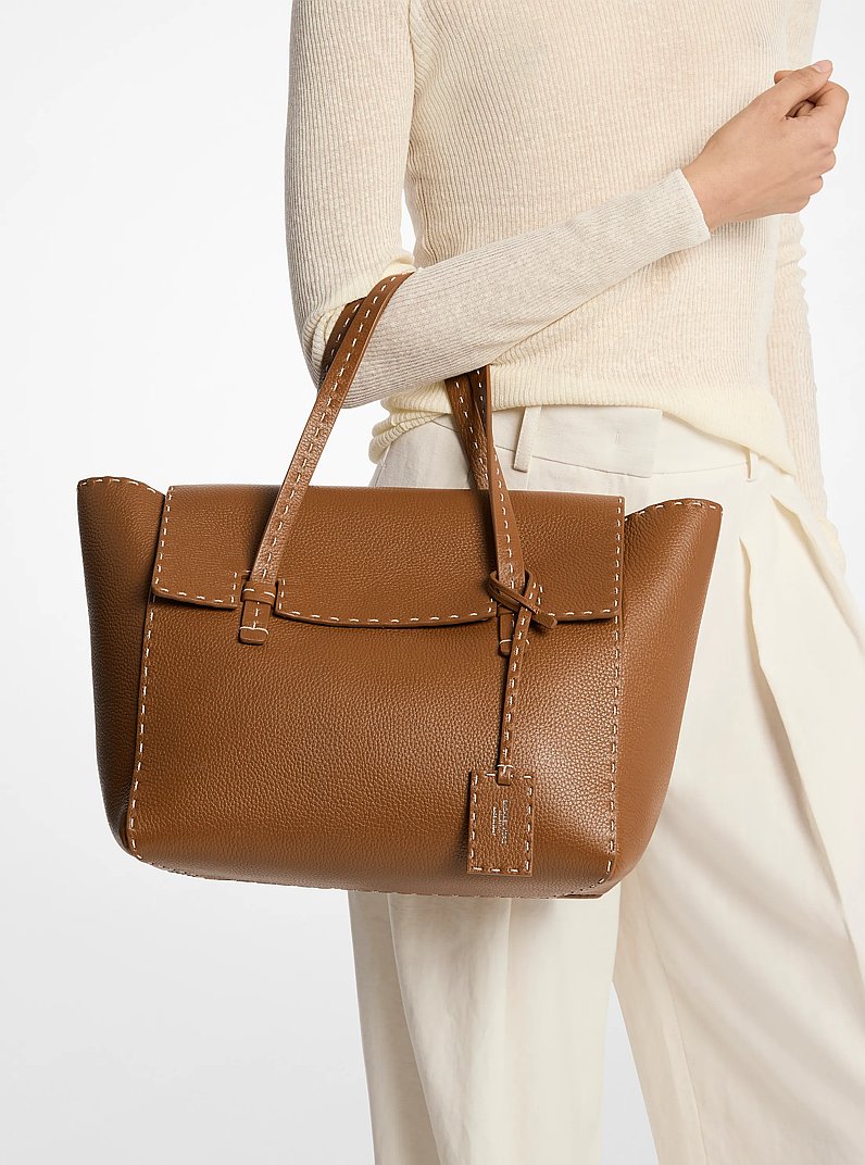 Sophia Hand-Stitched Pebbled Leather Satchel in CINNAMON | Michael Kors