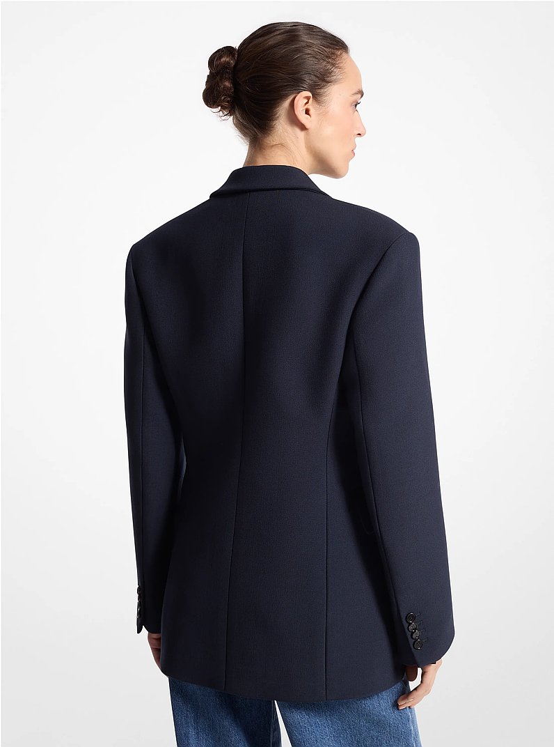 Wool Blend Gabardine Carved Blazer in MIDNIGHT | Michael Kors