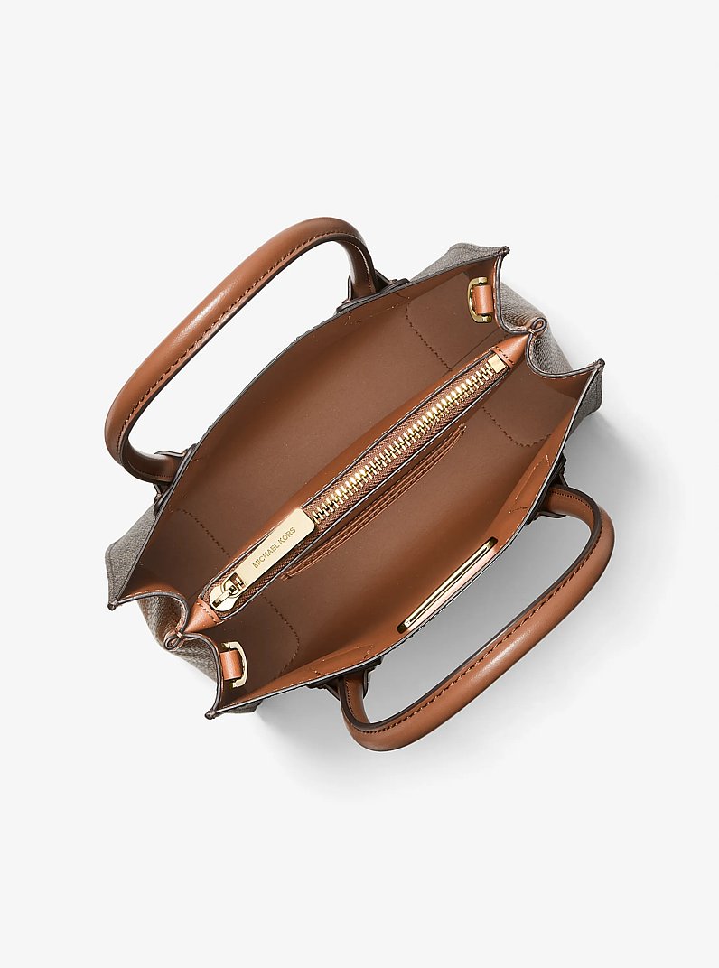 Mercer Medium Logo and Leather Accordion Crossbody Bag in BROWN | Michael Kors