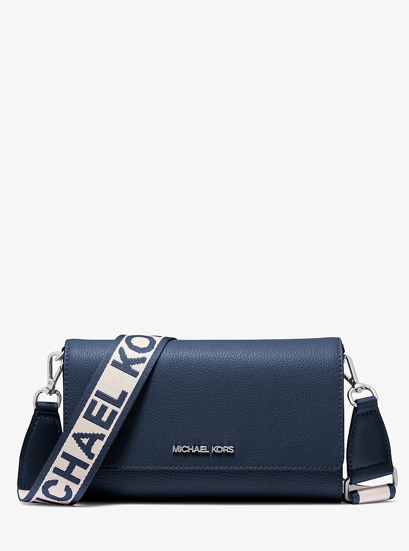 Jet Set Large Leather Crossbody Bag in NAVY | Michael Kors