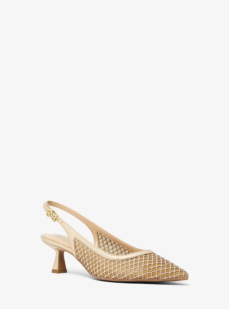 Amali Embellished Mesh Pump in PALE GOLD | Michael Kors