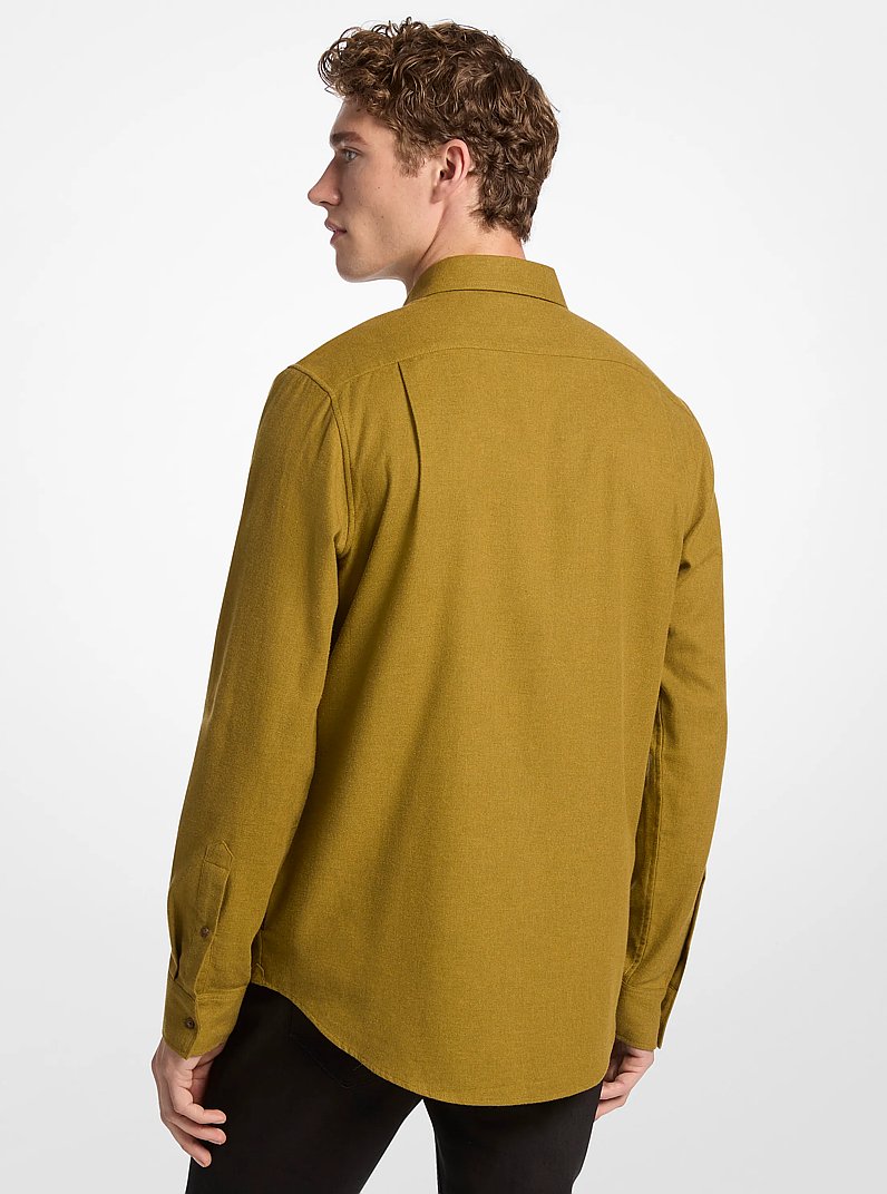 Cotton Flannel Shirt in PISTACHIO HEATHER | Michael Kors