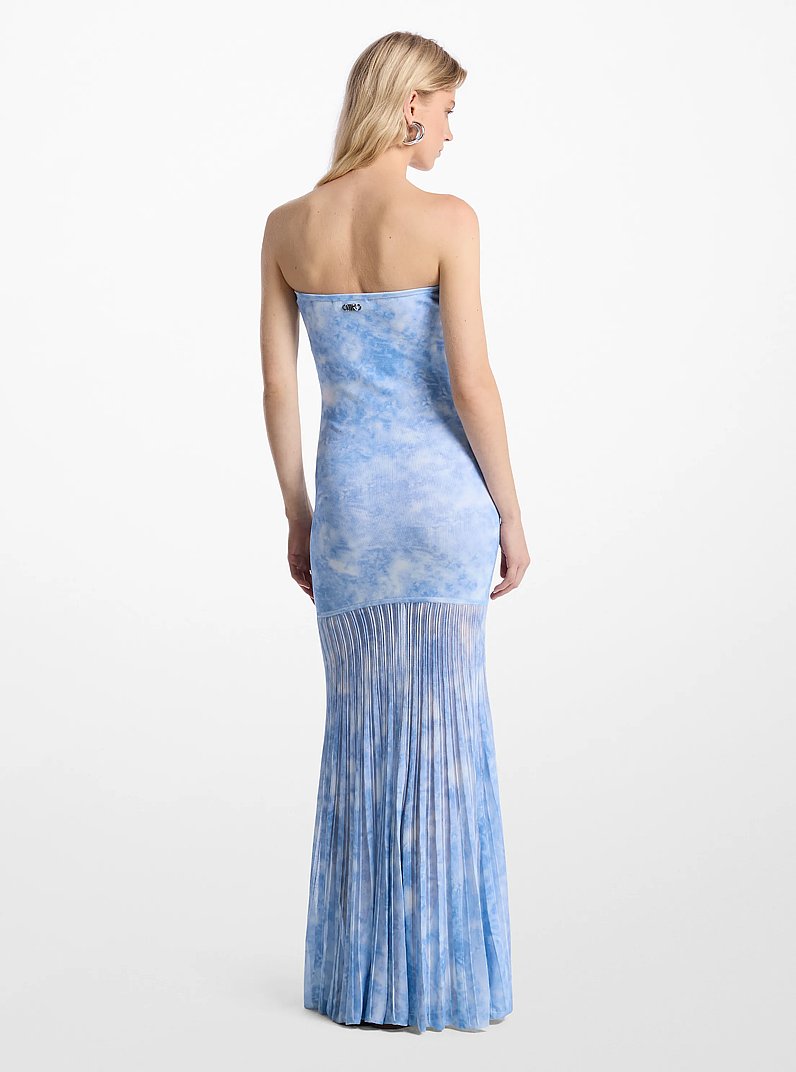 Tie-Dye Stretch Knit Sheer Strapless Dress in CHAMBRAY | Michael Kors