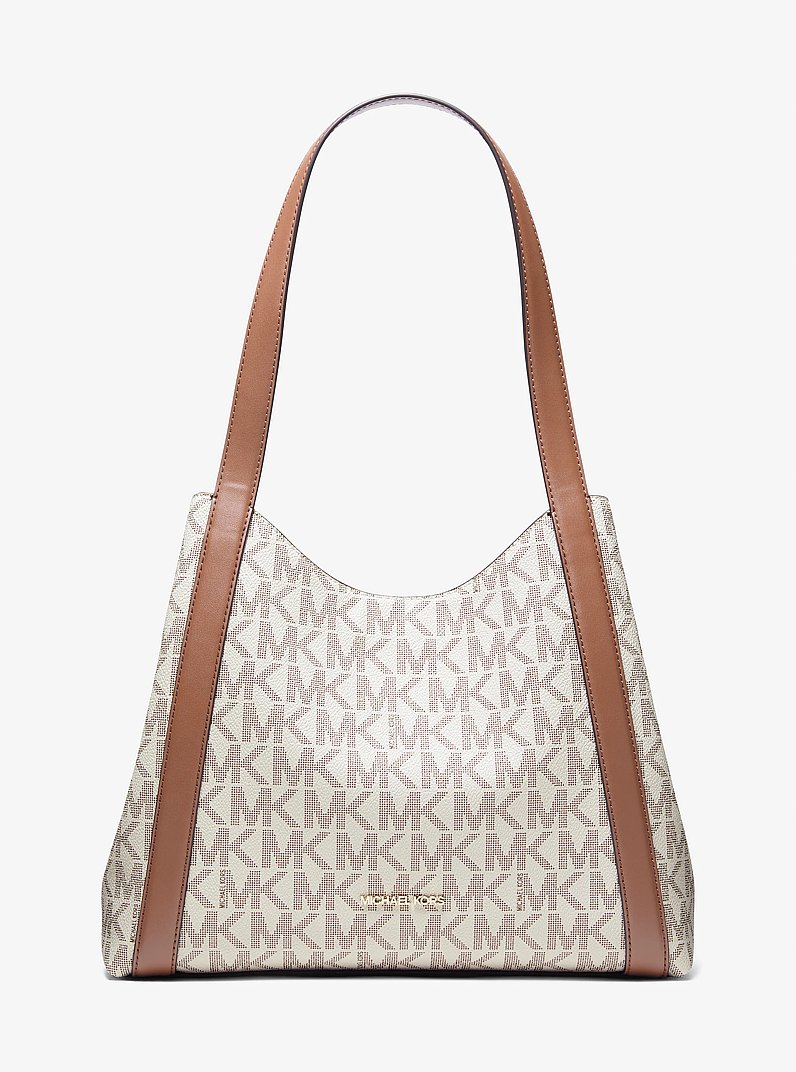 Rosemary Large Signature Logo Shoulder Bag in VANILLA/LUGGAGE | Michael Kors