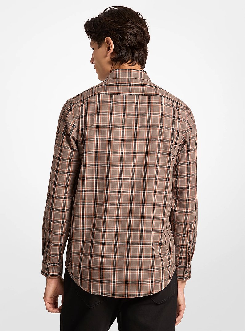 Plaid Cotton Shirt in MUSHROOM | Michael Kors