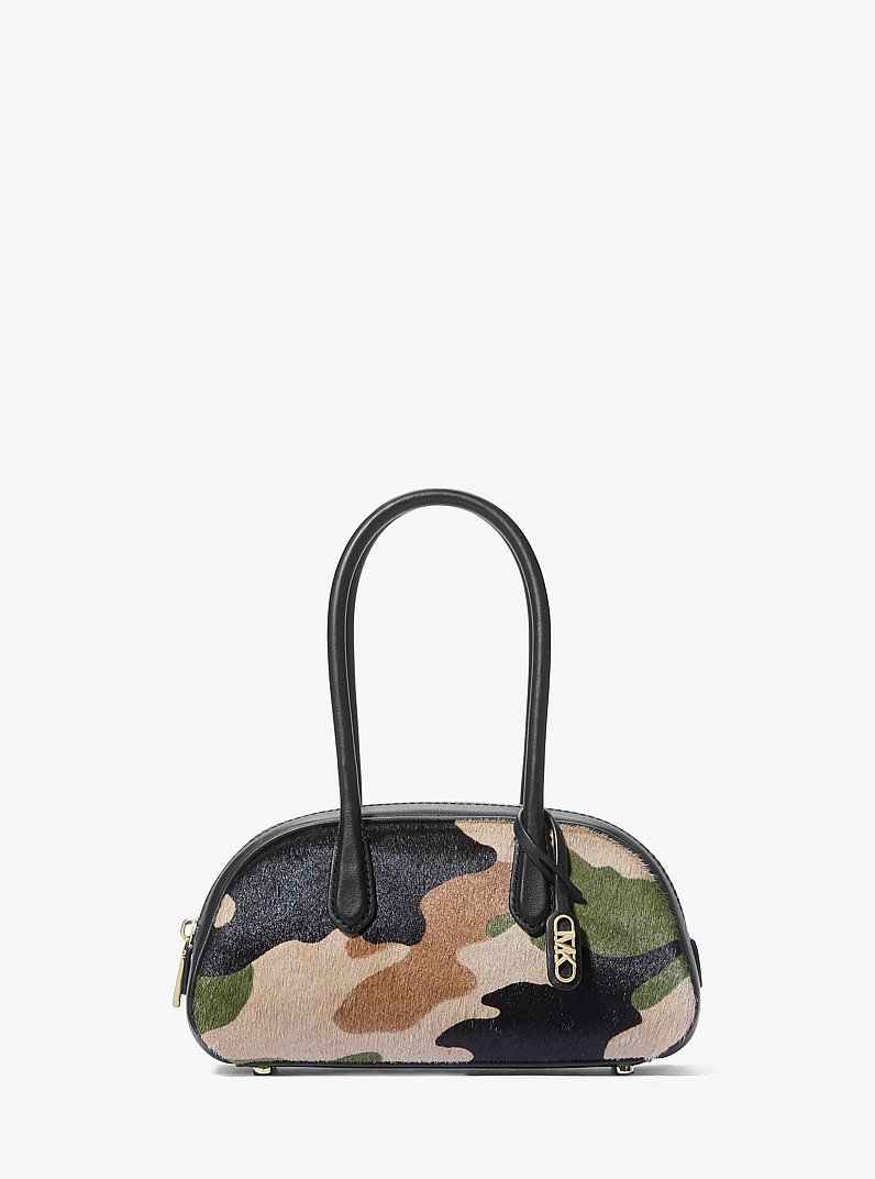 Bolso satchel Lulu peque&ntilde;o de pelo de becerro con estampado de camuflaje in Oliva ahumado multicolor | Michael Kors