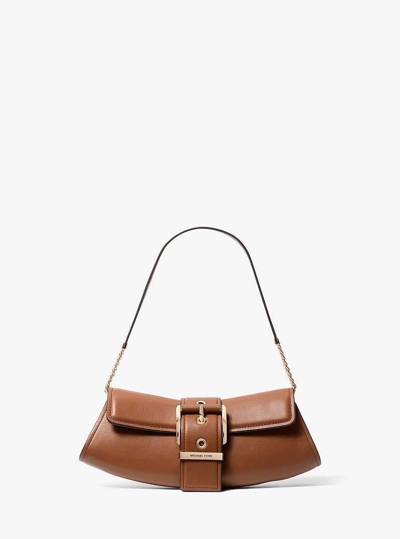 Colby Small Leather Convertible Clutch in LUGGAGE | Michael Kors