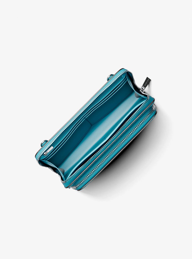 Borsa a tracolla continental Jet Set grande con logo in BLU MILOS | Michael Kors