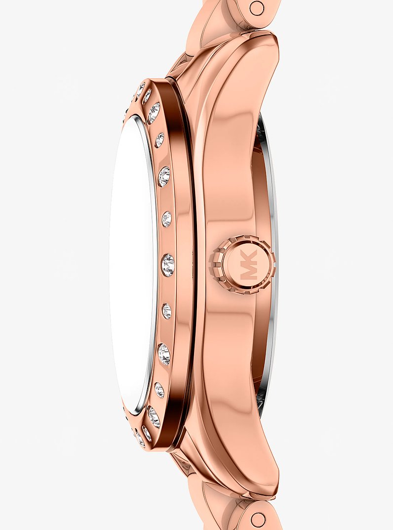 Petite Lexington Pav&eacute; Rose Gold-Tone Watch and Heart Bracelet Gift Set in ROSE GOLD | Michael Kors
