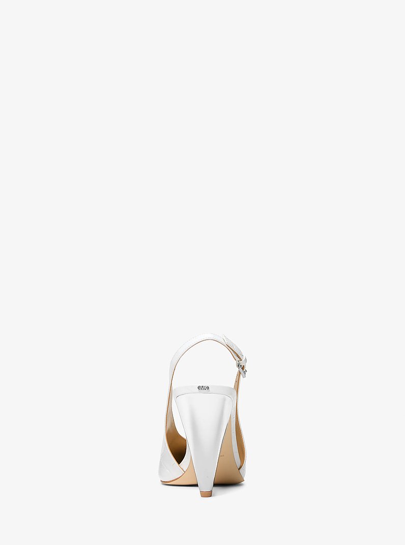 Slingpumps Electra aus Leder mit Krokodilpr&auml;gung in OPTIC WHITE | Michael Kors