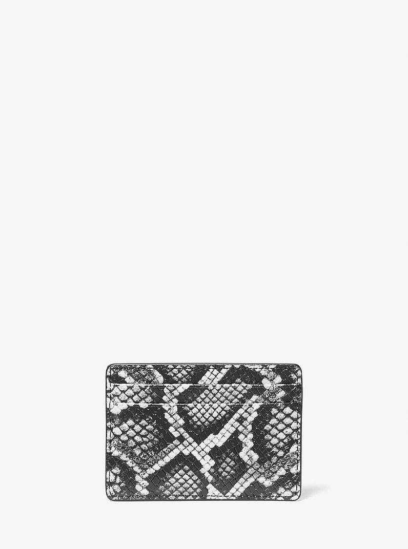 Jet Set Small Snake Embossed Card Case in BLACK | Michael Kors