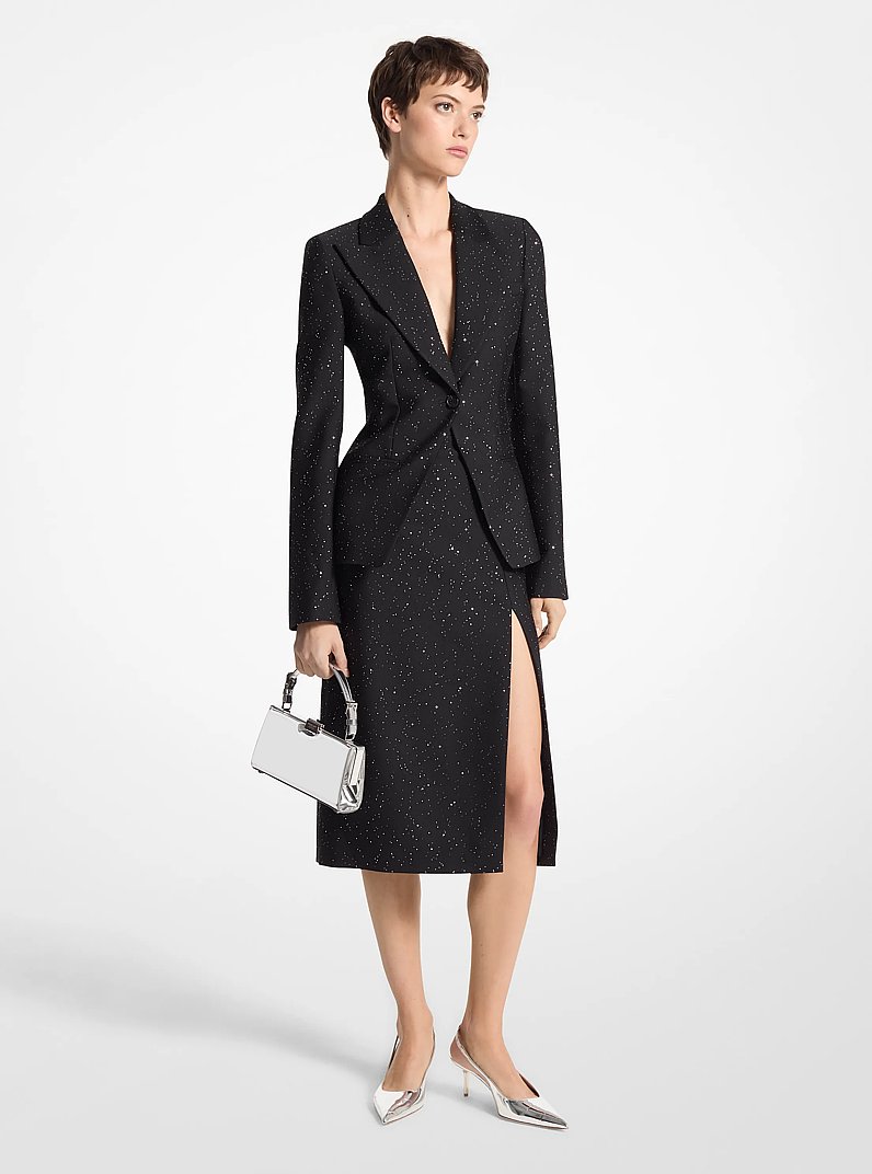 Sequined Wool Blazer in BLACK/SILVER | Michael Kors