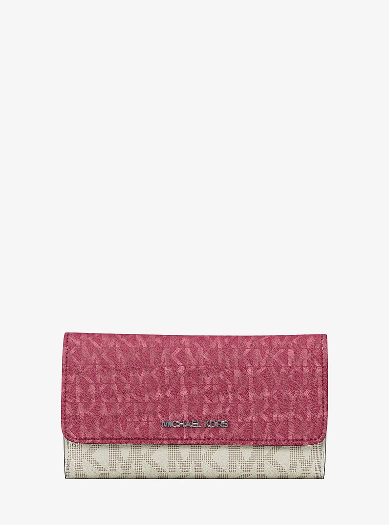 Jet Set Travel Signature Logo Tri-Fold Wallet in MAROON - Sale