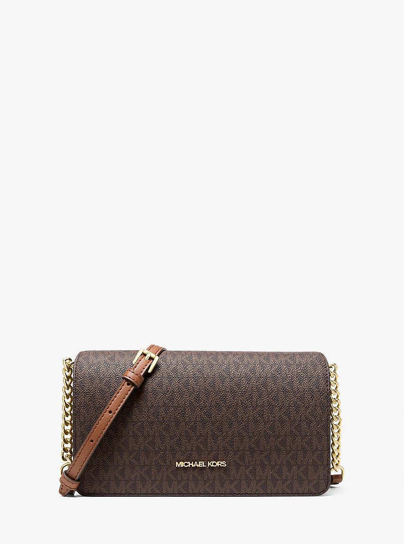 Jet Set Medium Signature Logo Crossbody Bag in BROWN | Michael Kors