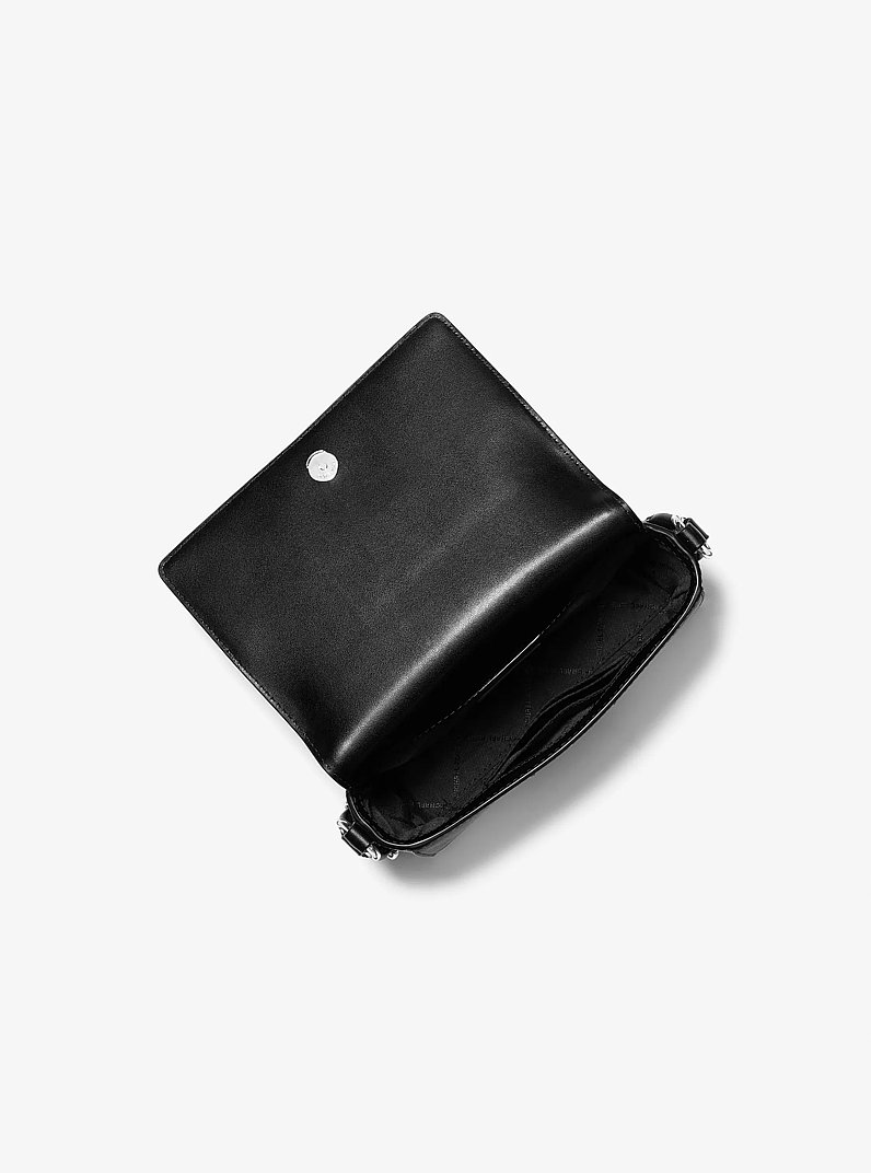 Bandolera Vincent peque&ntilde;a de piel saffiano con tarjetero con logotipo exclusivo in NEGRO | Michael Kors