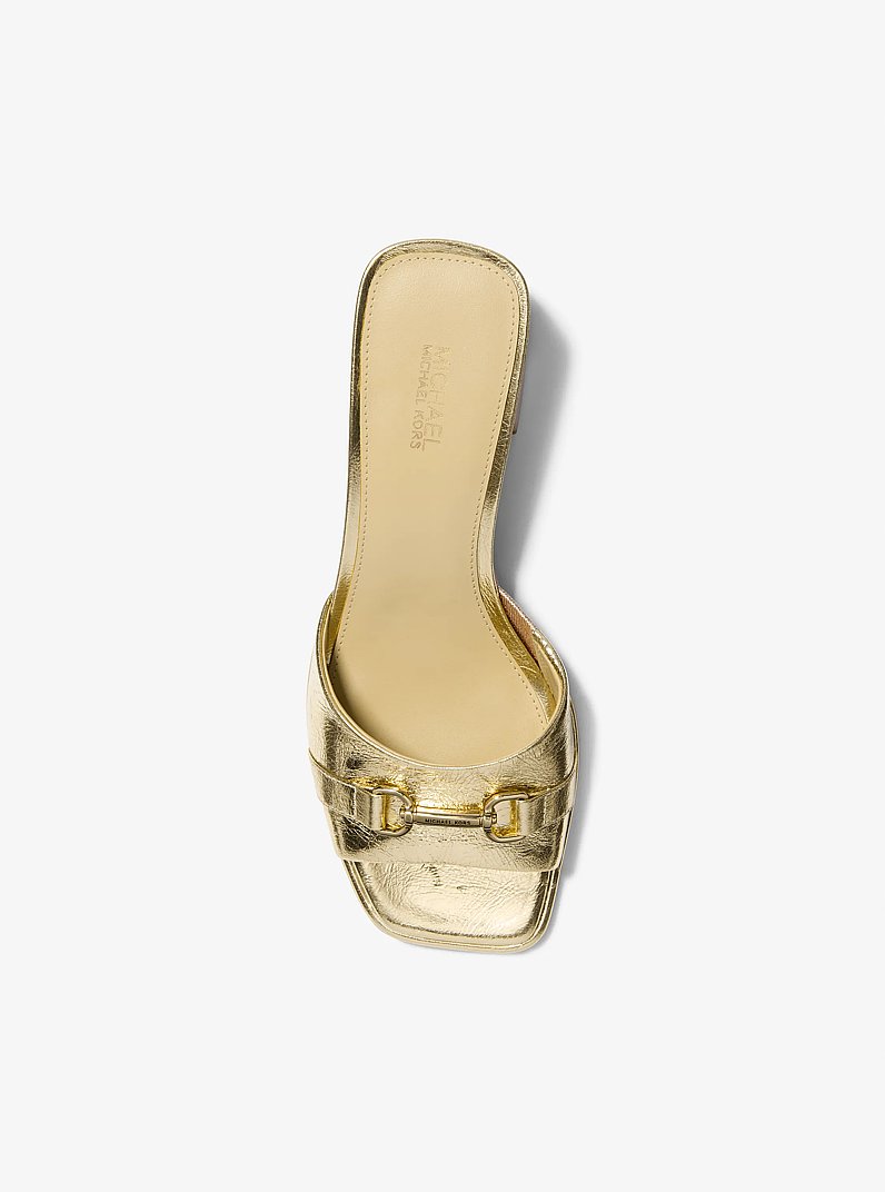 Carson Crackled Metallic Leather Mule in PALE GOLD | Michael Kors