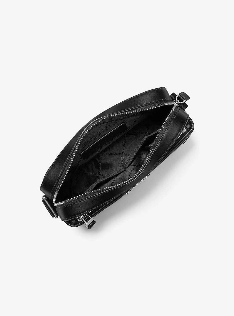 Hudson Graphic Logo Embossed Leather Crossbody Bag
