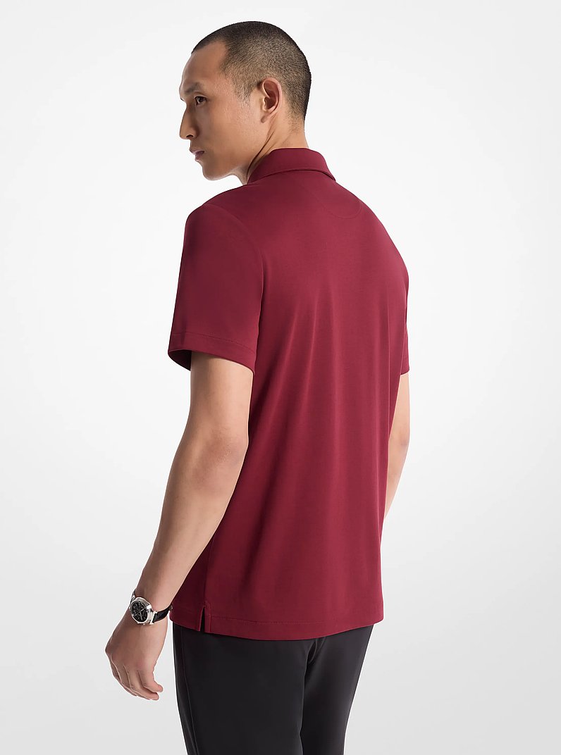 Cotton Half-Zip Polo Shirt in DARK BRANDY | Michael Kors