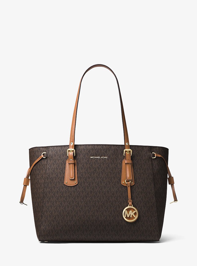 Voyager Medium Logo Tote Bag in BROWN | Michael Kors