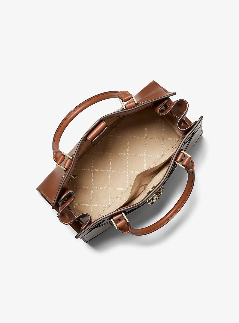 Hamilton Medium Woven Satchel in LUGGAGE | Michael Kors